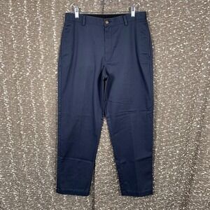 LL Bean Classic Fit Pants Chino Slacks Navy Blue Office Workwear Men's 33x30